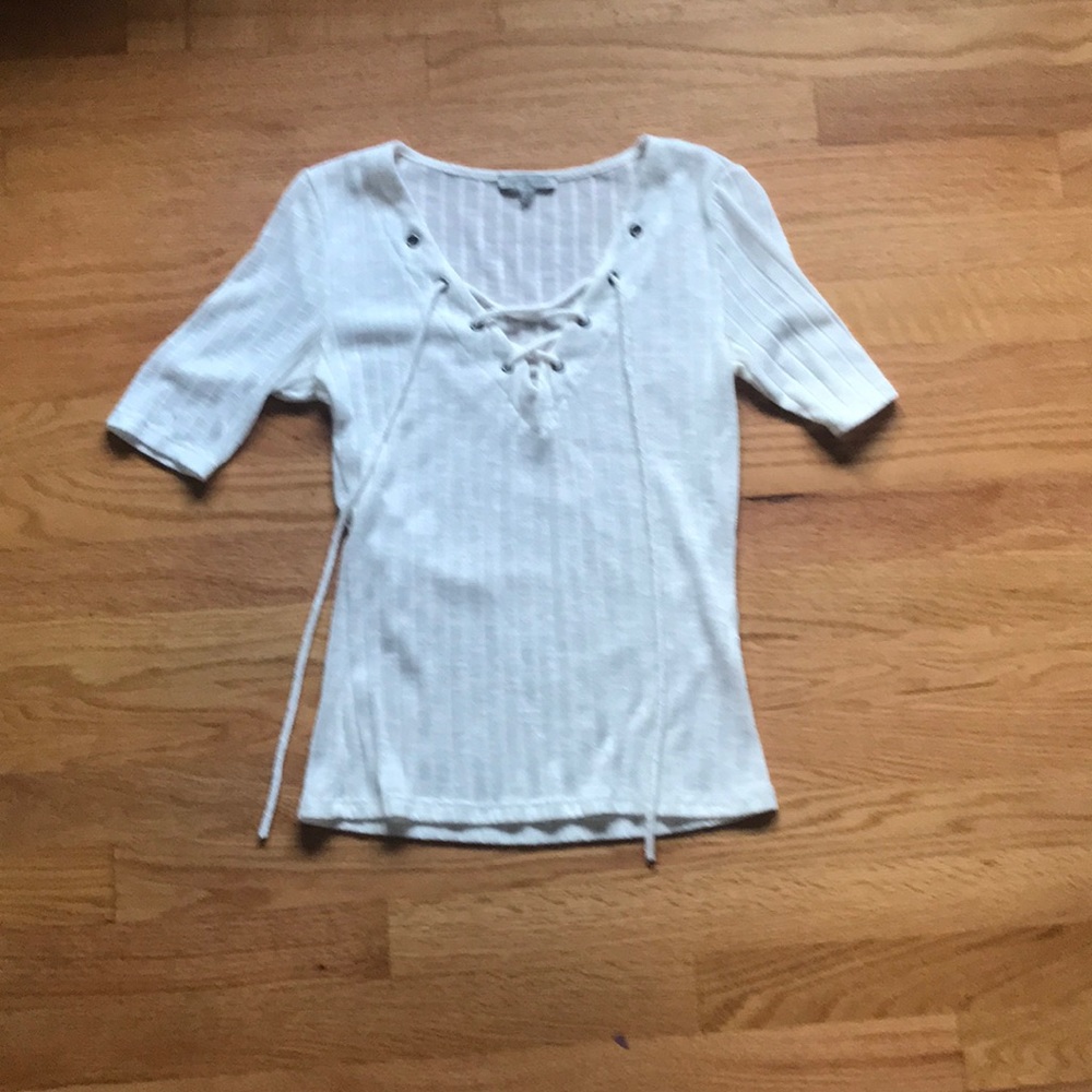 White Lace Up Shirt